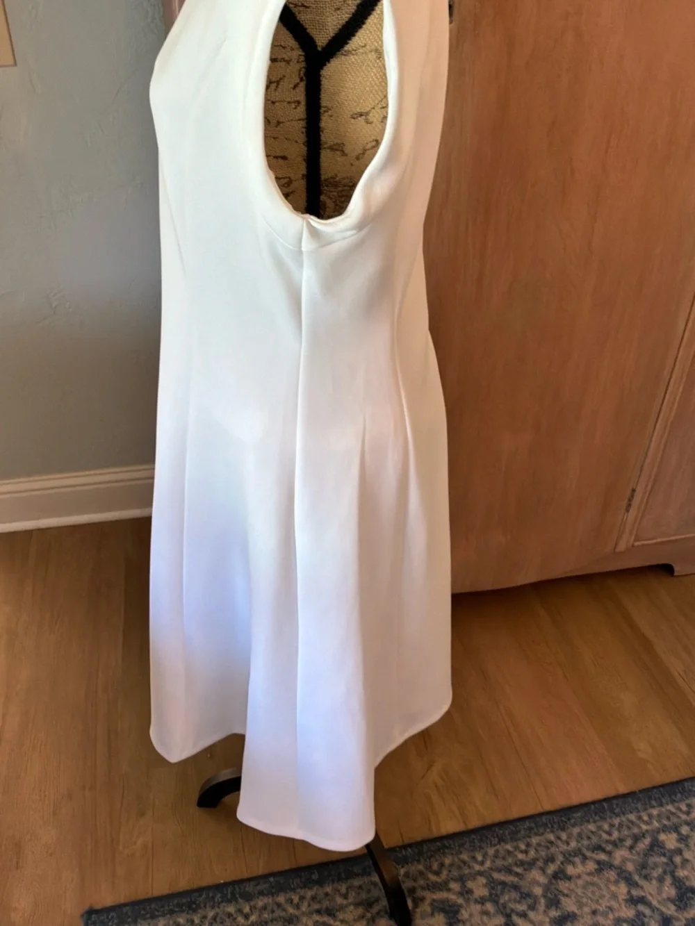 Calvin Klein Cap Sleeve V-Neck Scuba Crepe Midi Sheath Career White 12